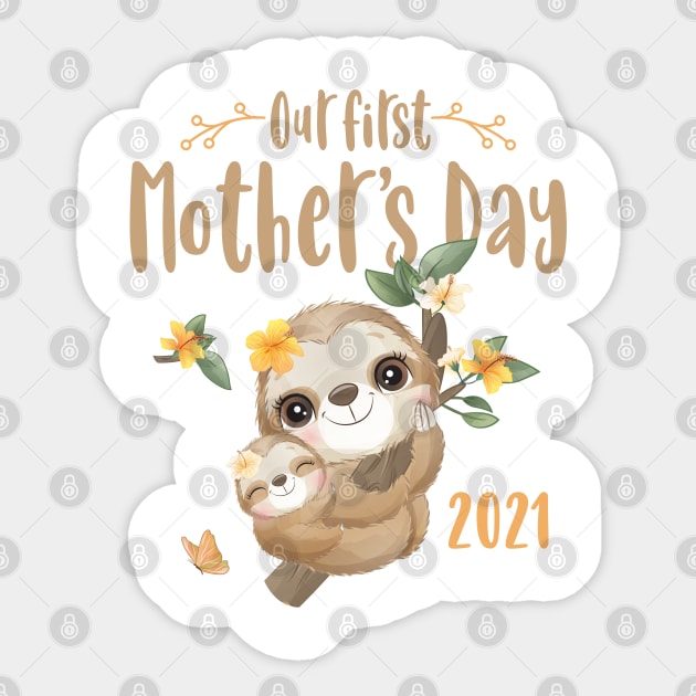 Cute Sloth Mom and Baby Mothers Day 2021 Sticker by ArtedPool